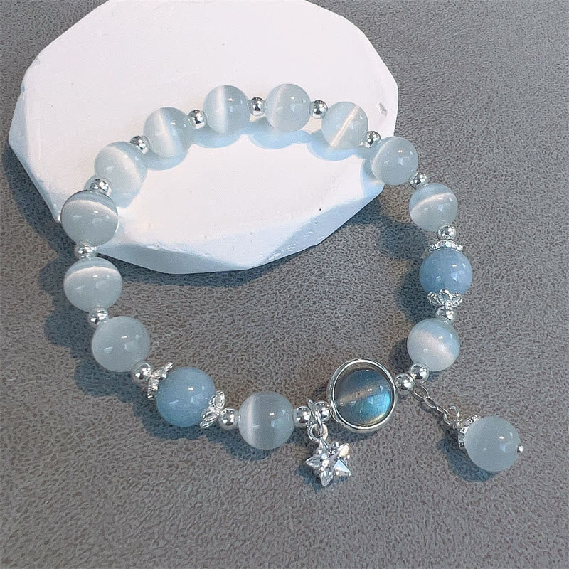 KarmaRipple's Cat's Eye Moonstone Butterfly Star Talisman Support Bracelet p2
