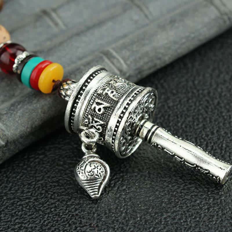 KarmaRipple's Tibetan Om Mani Padme Hum Prayer Wheel Rotation Vajra Wood Pendant Necklace p21