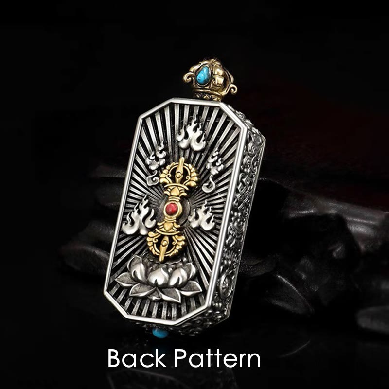 KarmaRipple's Tibetan Om Mani Padme Hum Carved Dorje Vajra Rotatable Lotus Pattern Purity Rope Pendant Necklace p2