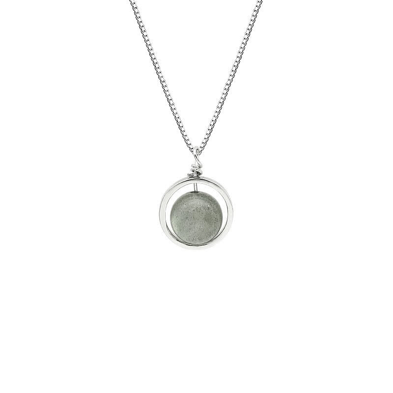 KarmaRipple's 925 Sterling Silver Moonstone Love Planet Rotatable Pattern Pendant Necklace p12