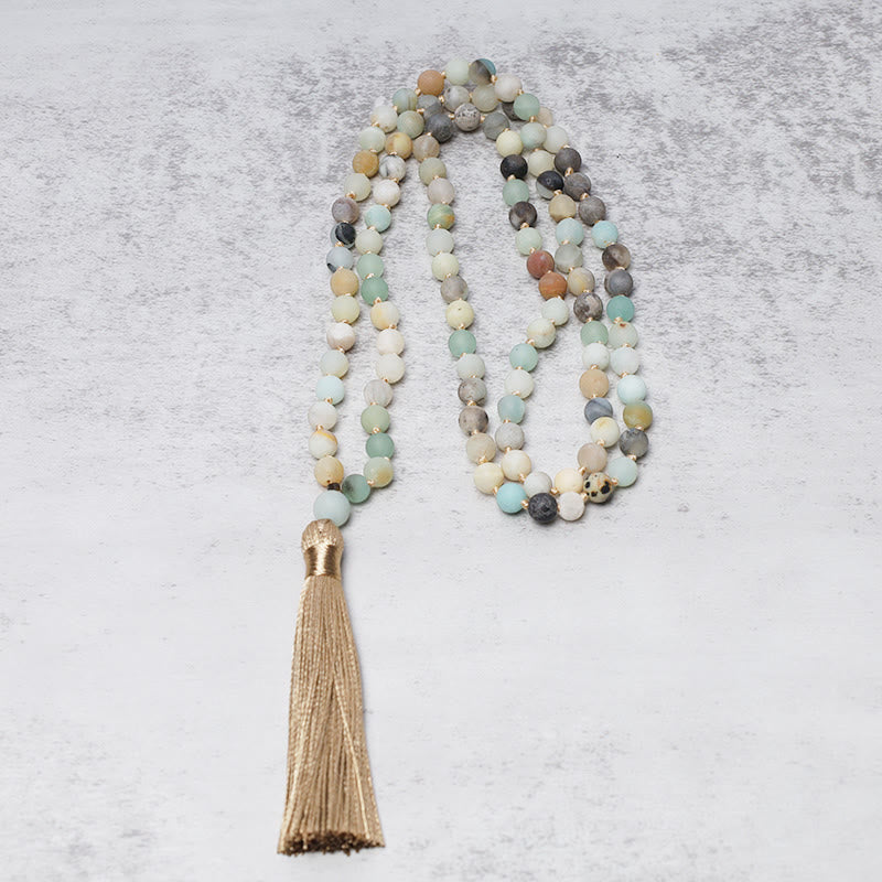 KarmaRipple's 108 Amazonite Beadwork Tassel Mala Bracelet p3