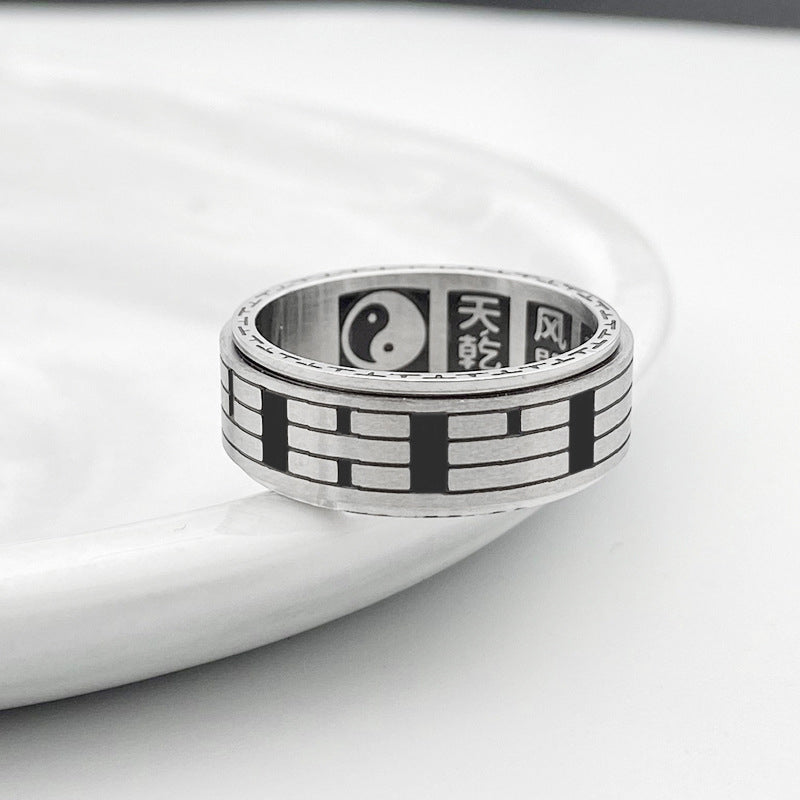 KarmaRipple's Bagua Yin Yang Titanium Steel Balance Rotatable Ring p8