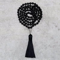 KarmaRipple's 108 Mala Black Onyx Beadwork Yoga Meditation Prayer Beadwork Pendant