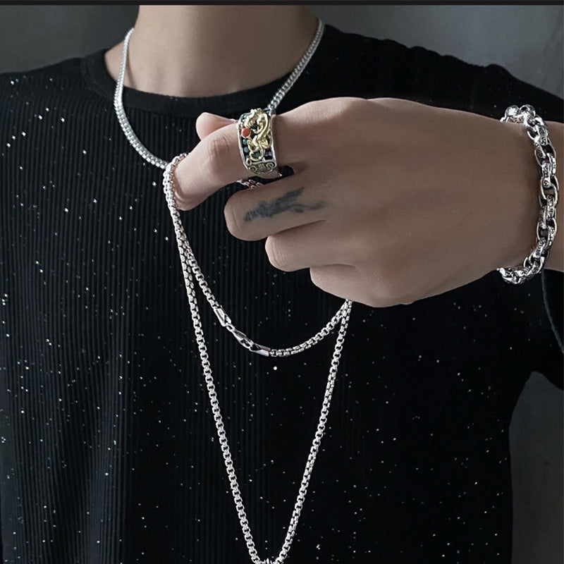 KarmaRipple's 925 Sterling Silver Turquoise Red Agate PiXiu Abacus Protection Ring p5