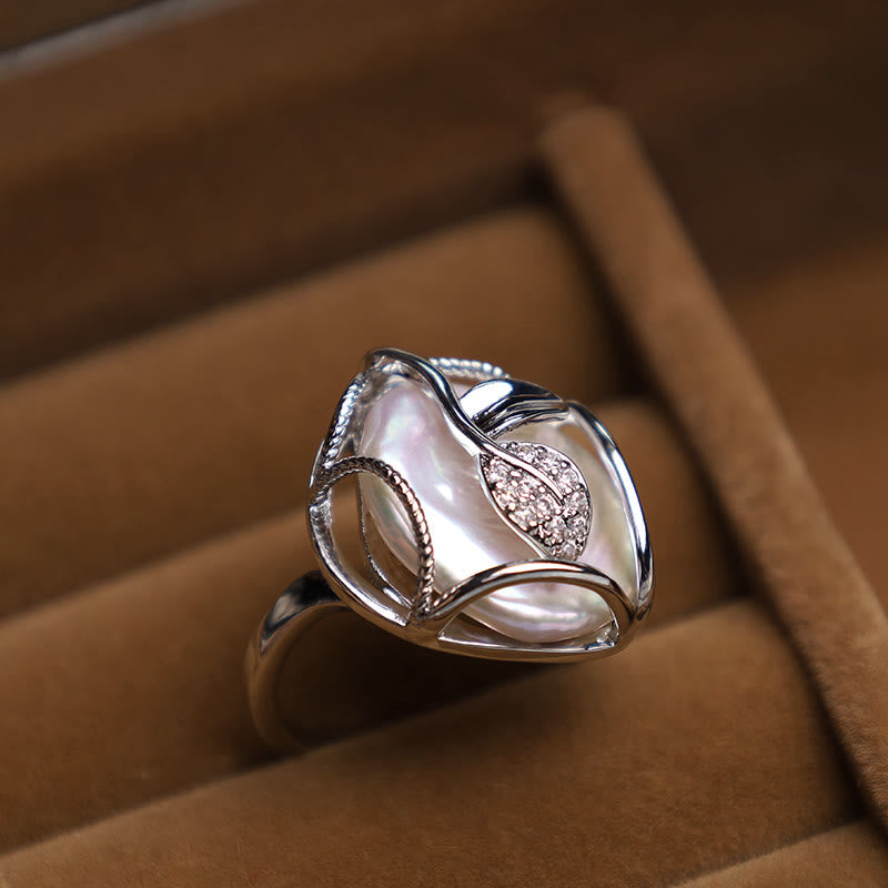 KarmaRipple's Pearl Bronze Plated Gold Flower Happiness Wealth Ring p3