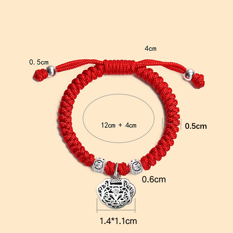KarmaRipple's 925 Sterling Silver Chinese Lock Talisman Multicolored Red String Protection Handmade Woven Kids Bracelet p13