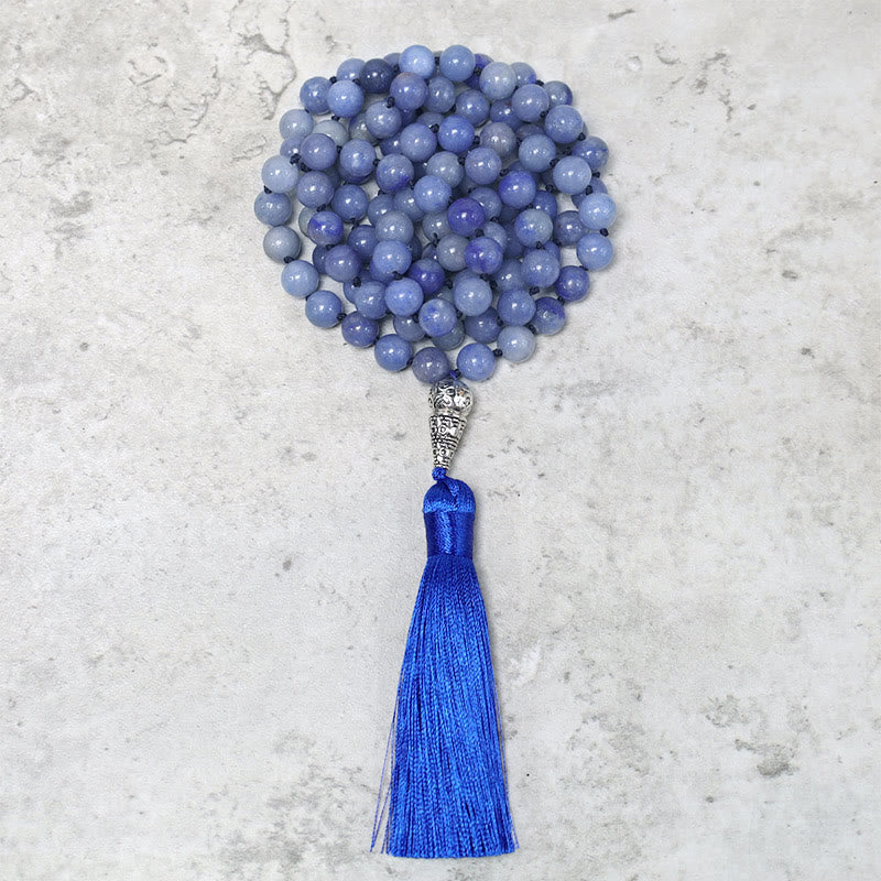 KarmaRipple's 108 Mala Blue Aventurine Beadwork Yoga Meditation Prayer Beadwork Pendant p4