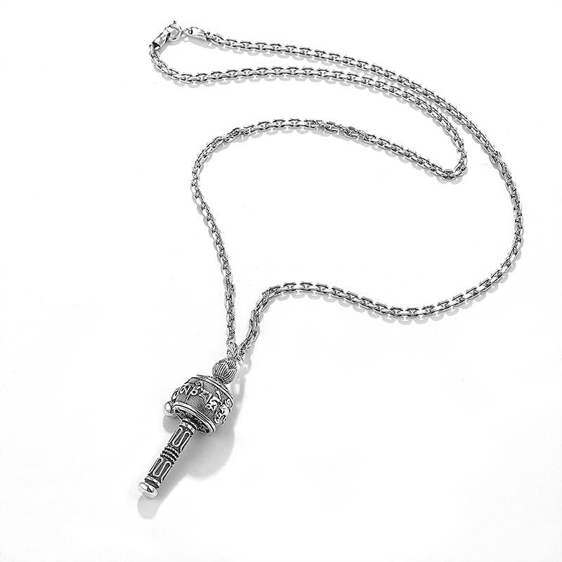 KarmaRipple's Tibetan Om Mani Padme Hum Prayer Wheel Lotus Wisdom Rotatable Pendant Necklace p6