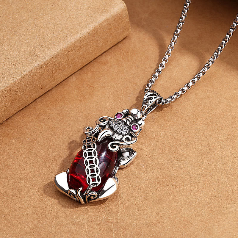 KarmaRipple's PiXiu Garnet Bronze Coin Wealth Fortune Pendant Necklace p3