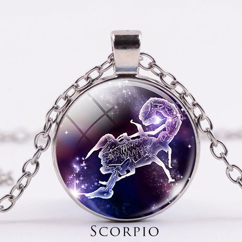 KarmaRipple's 12 Constellations of the Zodiac Moon Starry Sky Protection Blessing Pendant Necklace p57