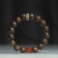 KarmaRipple's Chinese Zodiac Natal Buddha Kalimantan Agarwood Red Agate Amber 925 Sterling Silver Bracelet