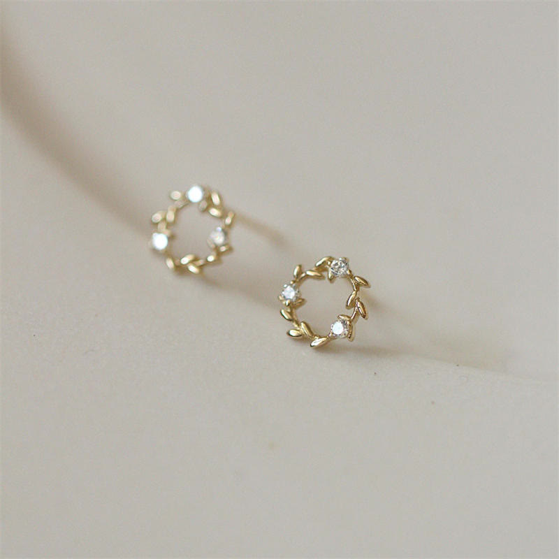 KarmaRipple's 925 Sterling Silver Posts Bronze Metal Tiny Wreath Stud Blessing Flower Earrings p6