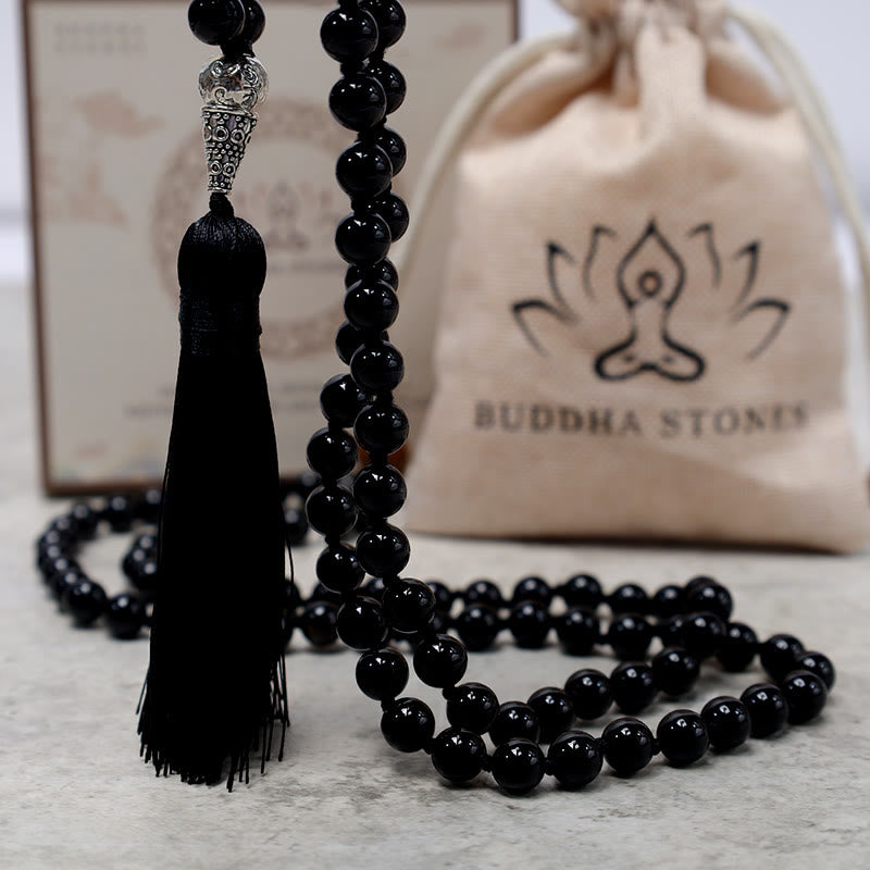 KarmaRipple's 108 Mala Black Onyx Beadwork Yoga Meditation Prayer Beadwork Pendant p6