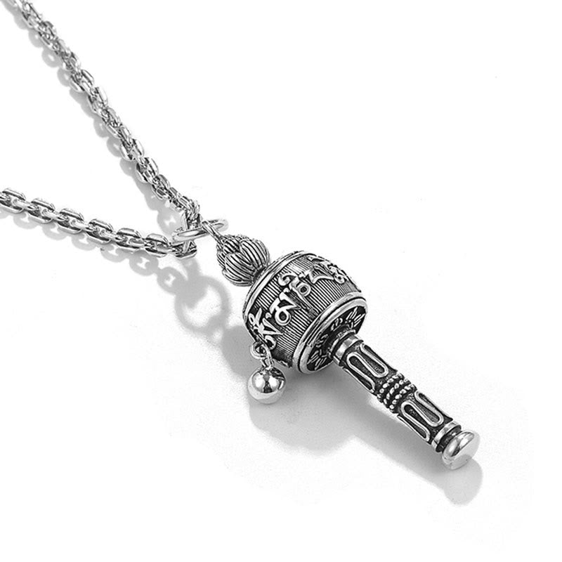 KarmaRipple's Tibetan Om Mani Padme Hum Prayer Wheel Lotus Wisdom Rotatable Pendant Necklace p10