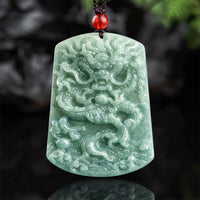 KarmaRipple's Authentic Jade Chinese Zodiac Dragon Sea Fortune String Pendant Necklace