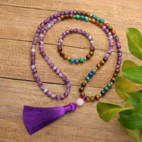 KarmaRipple's Tibetan Amethyst Purify Bracelet Mala Set