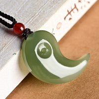 KarmaRipple's Yin Yang Ivory Jade Cyan Jade Protection Blessing Pendant String Necklace