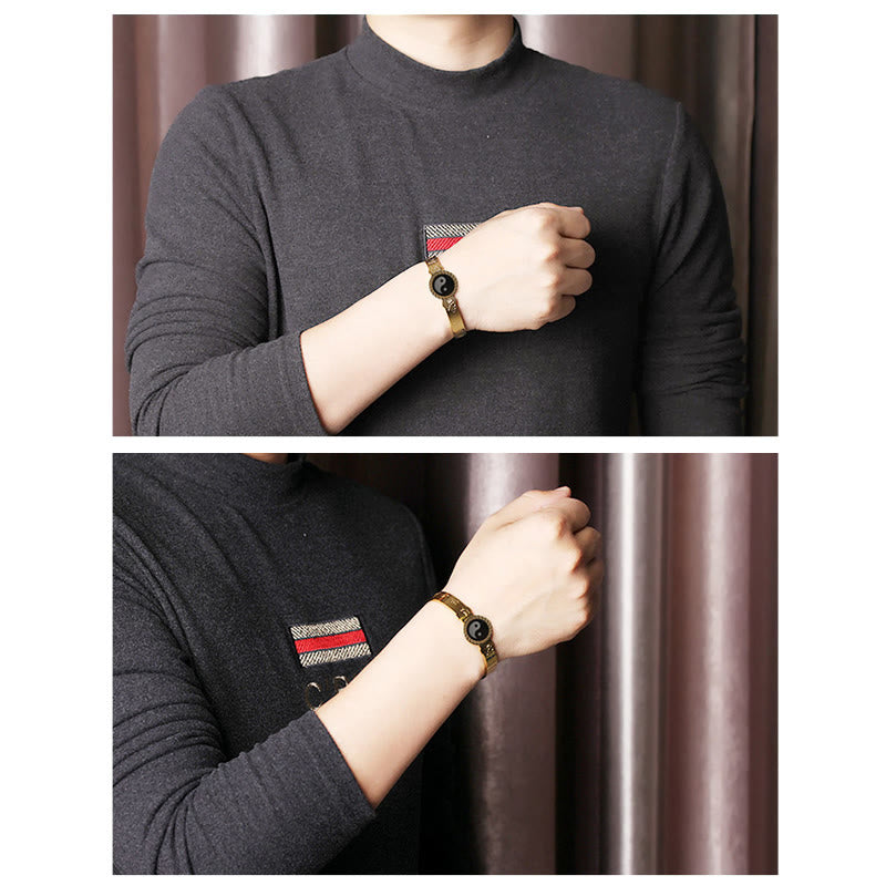 KarmaRipple's Yin Yang Lotus Om Mani Padme Hum Mantra Titanium Steel Balance Bracelet Bangle p12