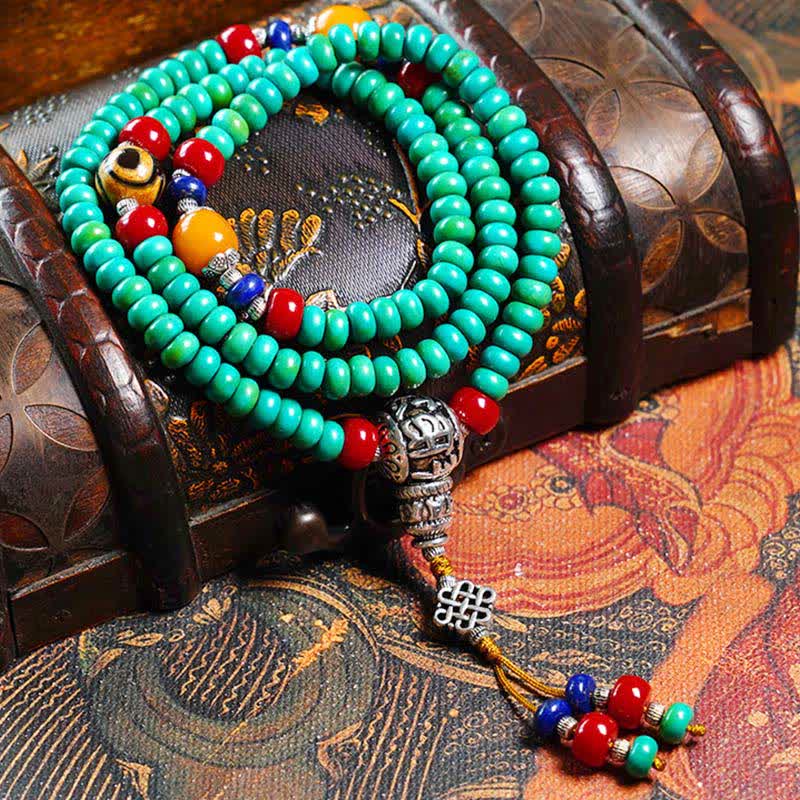 KarmaRipple's 108 Mala Beadwork Tibetan Turquoise Dzi Bead Protection Bracelet p2