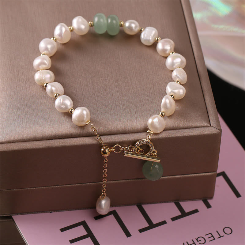 KarmaRipple's Pearl Green Strawberry Quartz Bead Balancing Chain Bracelet p7