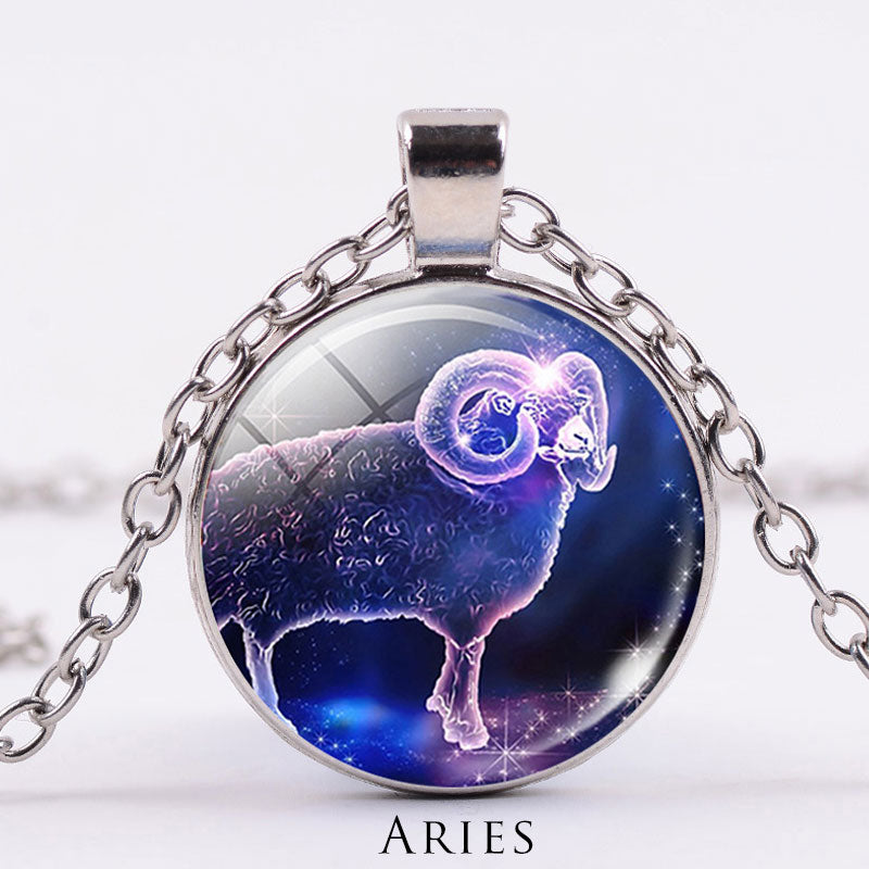 KarmaRipple's 12 Constellations of the Zodiac Moon Starry Sky Protection Blessing Pendant Necklace p63