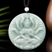 KarmaRipple's Thousand-Hand Kwan Yin Avalokitesvara Jade Blessing String Pendant Necklace