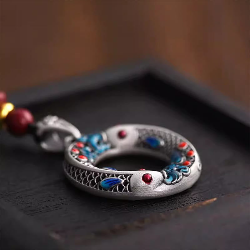 KarmaRipple's Koi Fish Peace Buckle Bronze Wealth Fortune Pendant Necklace p4