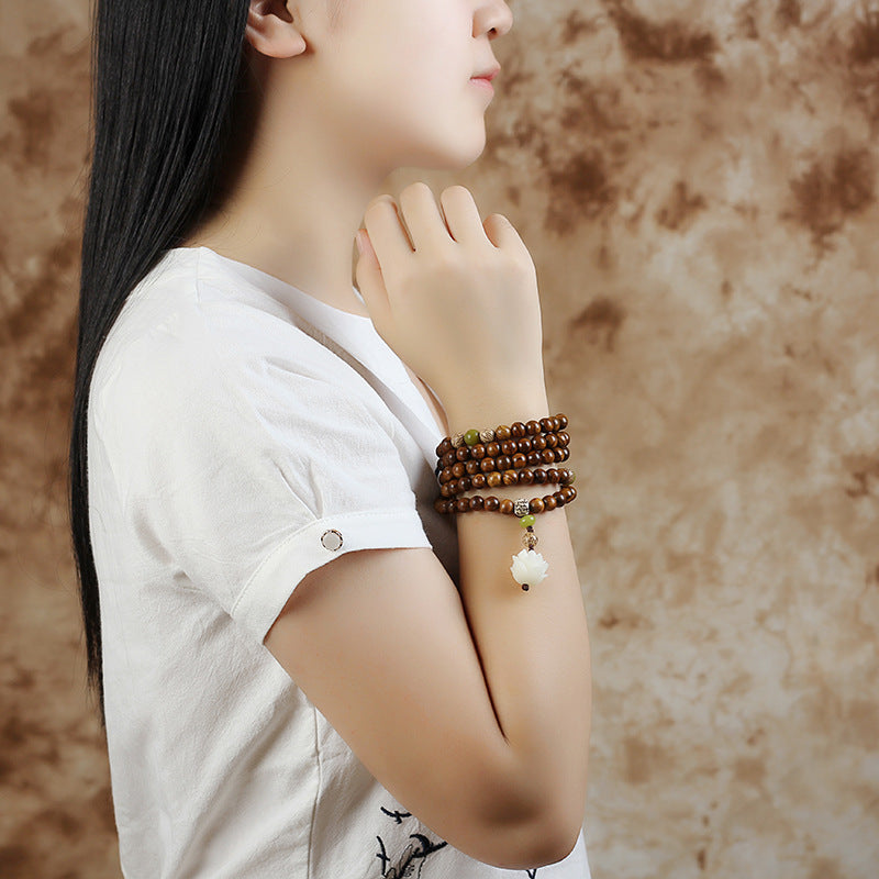 KarmaRipple's Tibetan Rosewood Lotus Mala Protection Calm Pendant Bracelet p5