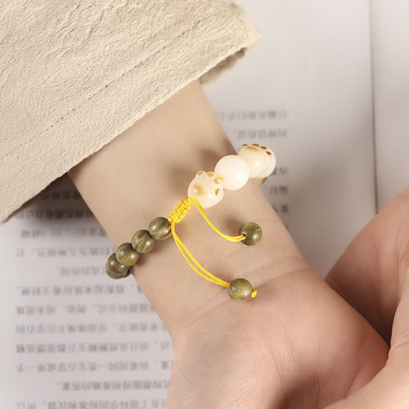 KarmaRipple's Authentic Green Sandalwood Bodhi Seed Cat Paw Claw Cure Bracelet p5