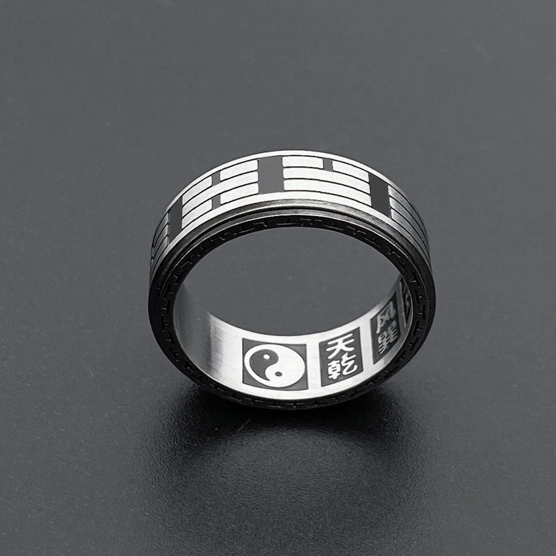 KarmaRipple's Bagua Yin Yang Titanium Steel Balance Rotatable Ring p12