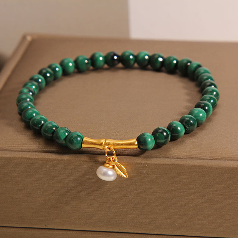 KarmaRipple's Authentic Malachite Pearl Fortunate Bamboo Anti-Anxiety Bracelet p7