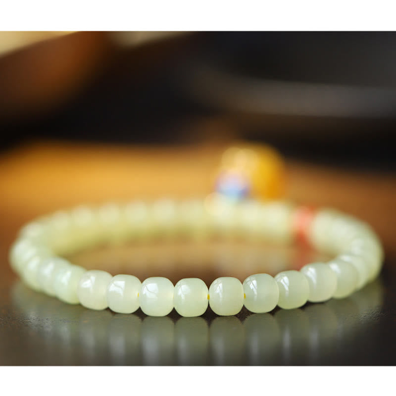 KarmaRipple's Authentic Hetian Jade Pumpkin Amber Red Agate Gemstone Prosperity Bracelet p13