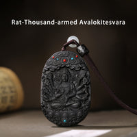 KarmaRipple's Chinese Zodiac Natal Buddha Agarwood Om Mani Padme Hum Lotus Peace Pendant Necklace