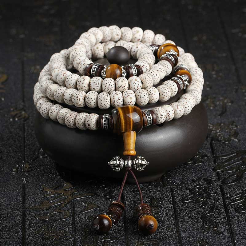 KarmaRipple's Handmade Tibetan Tiger Eye Bodhi Seed Peace Bracelet p1