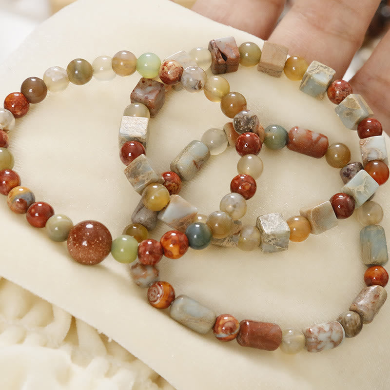 KarmaRipple's Authentic Stone Sea Sediment Jasper Agate Protection Bracelet p18