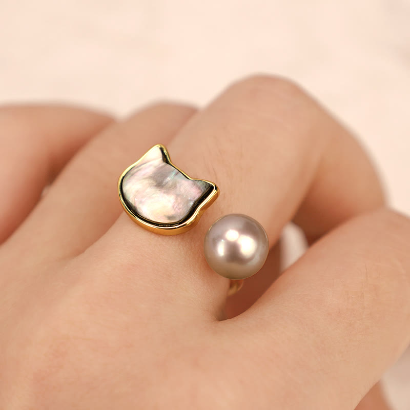 KarmaRipple's Authentic Pearl Bronze Cat Balancing Pendant Necklace Earrings p6