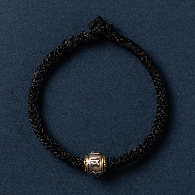 KarmaRipple's 925 Sterling Silver Tibet Handmade Om Mani Padme Hum Fortune Protection King Kong Weave Woven Bracelet p48