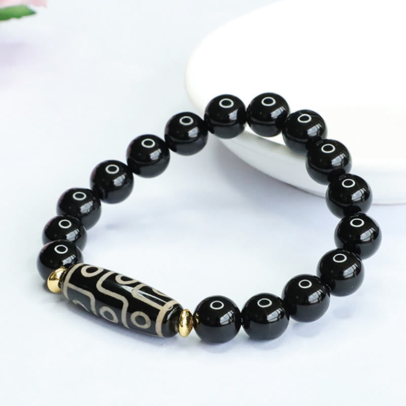 KarmaRipple's Tibetan Nine-Eye Dzi Bead Black Onyx Power Bracelet p6