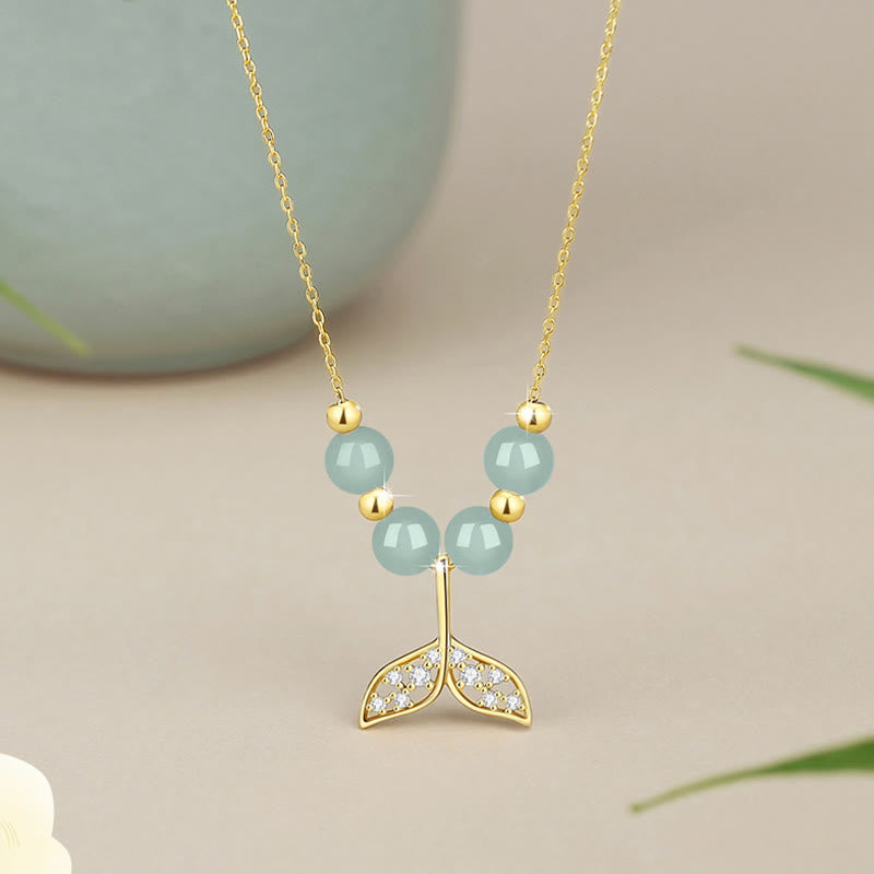 KarmaRipple's 925 Sterling Silver Hetian Jade Bead Fishtail Fortune Pendant Necklace p15