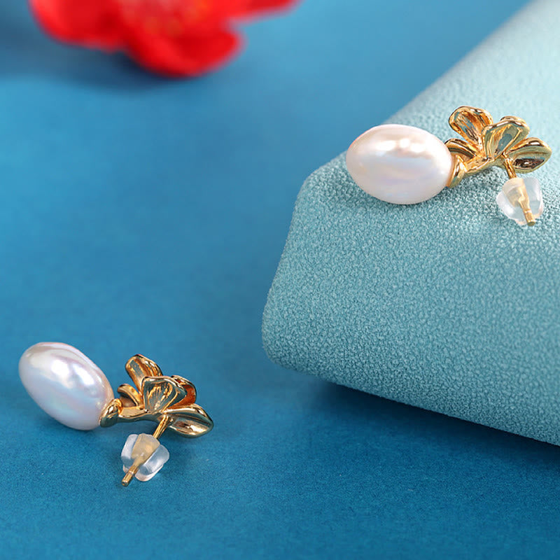 KarmaRipple's 925 Sterling Silver Authentic Baroque Pearl Flower Balancing Drop Earrings p3