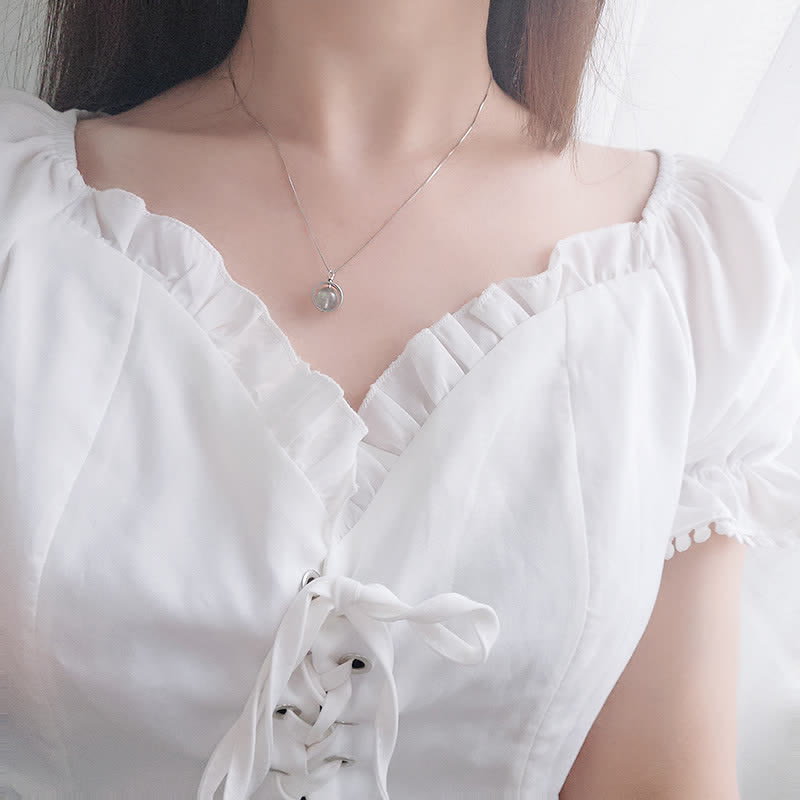 KarmaRipple's 925 Sterling Silver Moonstone Love Planet Rotatable Pattern Pendant Necklace p5