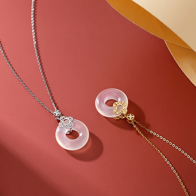 KarmaRipple's 925 Sterling Silver Chalcedony Coin Peace Buckle Positive Pendant Necklace p8