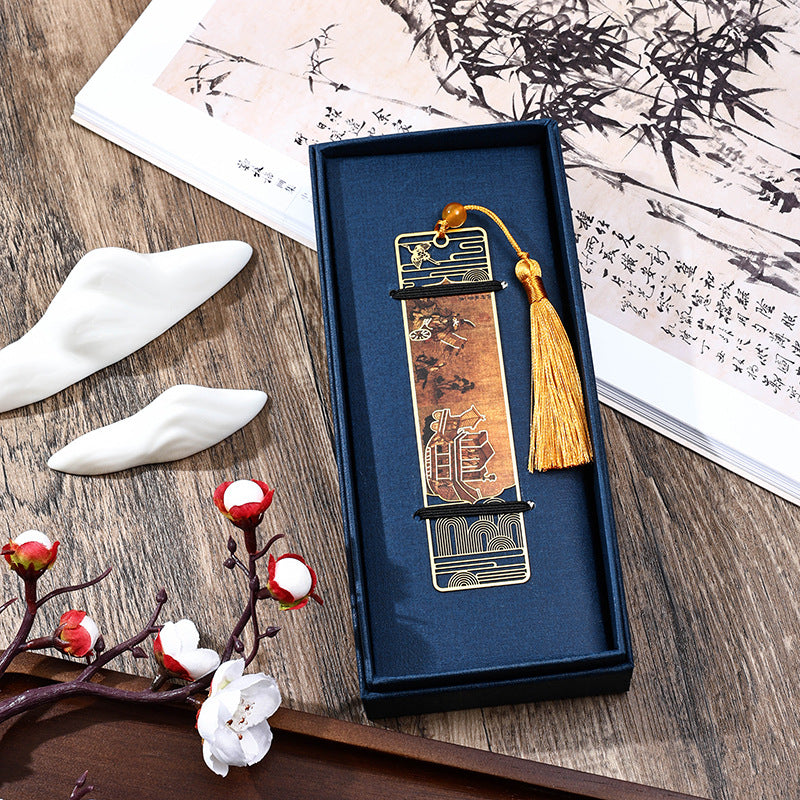 KarmaRipple's A Panorama of Rivers and Mountains Metal Hollow Bookmarks Tassel With Gift Box p17
