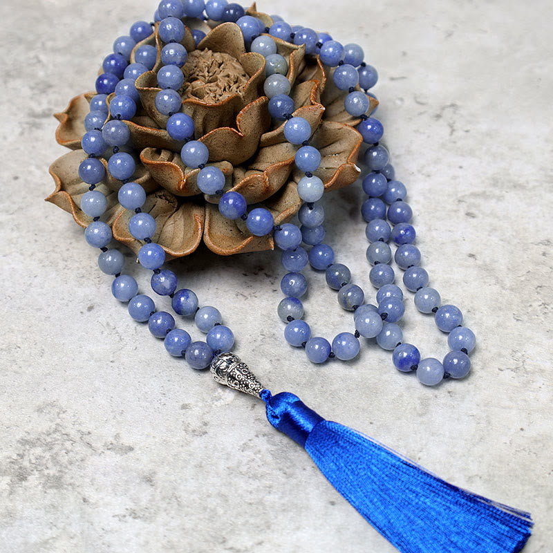 KarmaRipple's 108 Mala Blue Aventurine Beadwork Yoga Meditation Prayer Beadwork Pendant p2