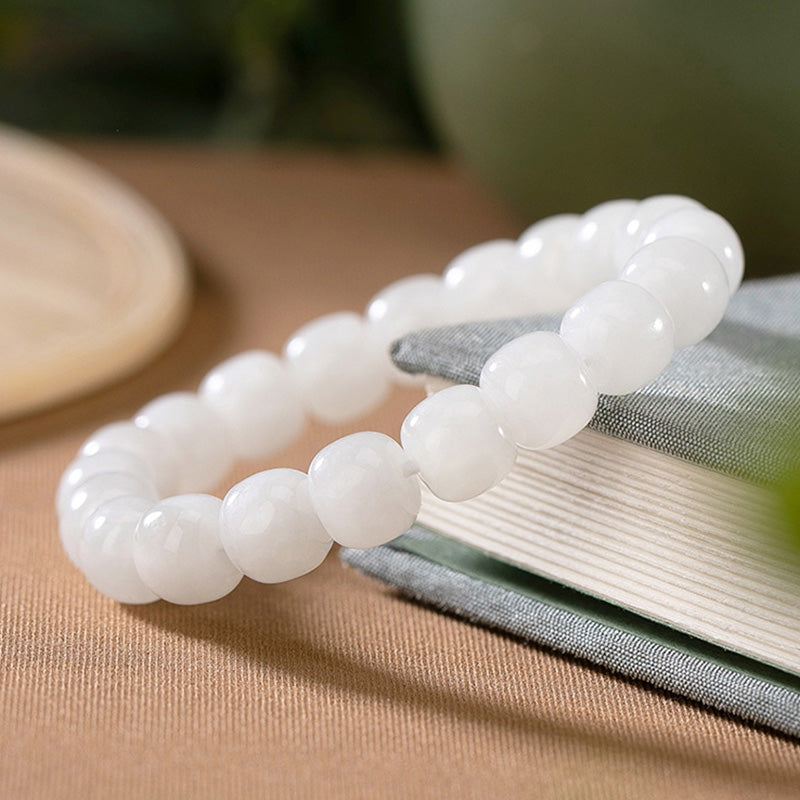 KarmaRipple's Hetian Ivory Jade Happiness Blessing Bracelet p2
