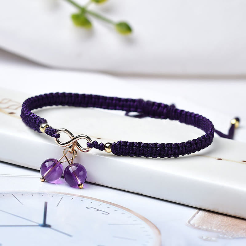 KarmaRipple's Authentic Strawberry Quartz Amethyst Green Phantom Bead Positive Bracelet p2