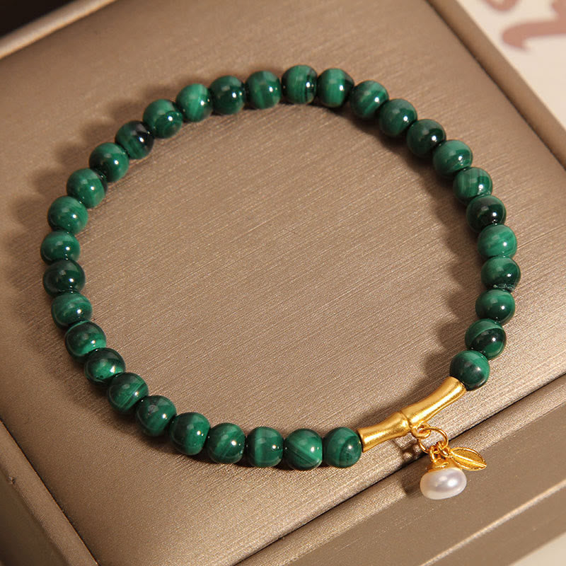 KarmaRipple's Authentic Malachite Pearl Fortunate Bamboo Anti-Anxiety Bracelet p5