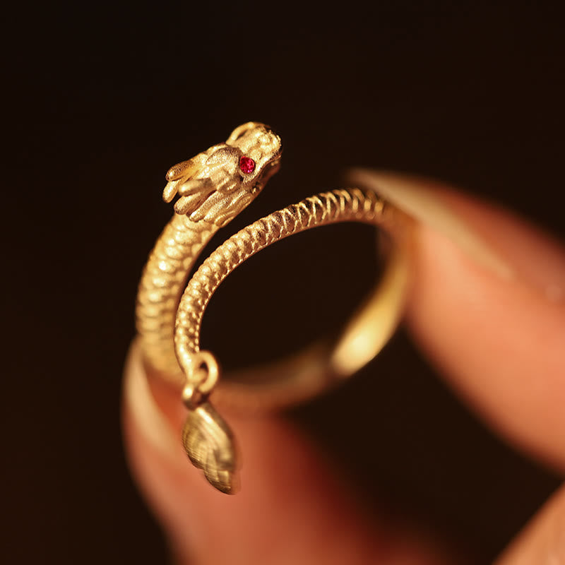 KarmaRipple's 925 Sterling Silver Vintage Year of the Dragon Fortune Protection Strength Adjustable Ring p7