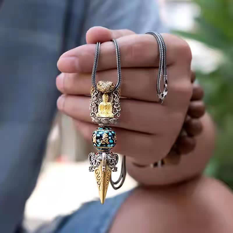 KarmaRipple's Tibetan Om Mani Padme Hum Buddha Wealth Rotation Pendant Vajra Necklace p9