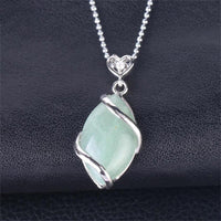 KarmaRipple's Marquise Pattern Authentic Gemstone Stone Talisman Pendant Necklace